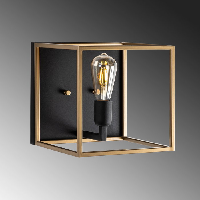 Opviq Lámpara de Pared de Cuerpo Metálico Dorado y Negro